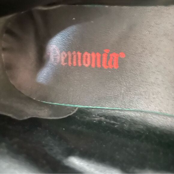 Demonia Black Ankle Boots with Studded Details - Picture 9 of 11